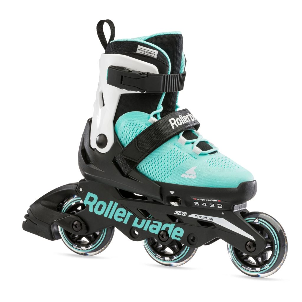 Role pentru copii MICROBLADE 3WD 072217002V6 | Mărimi 28-32, reglabile | Culoare: AQUA/WHITE