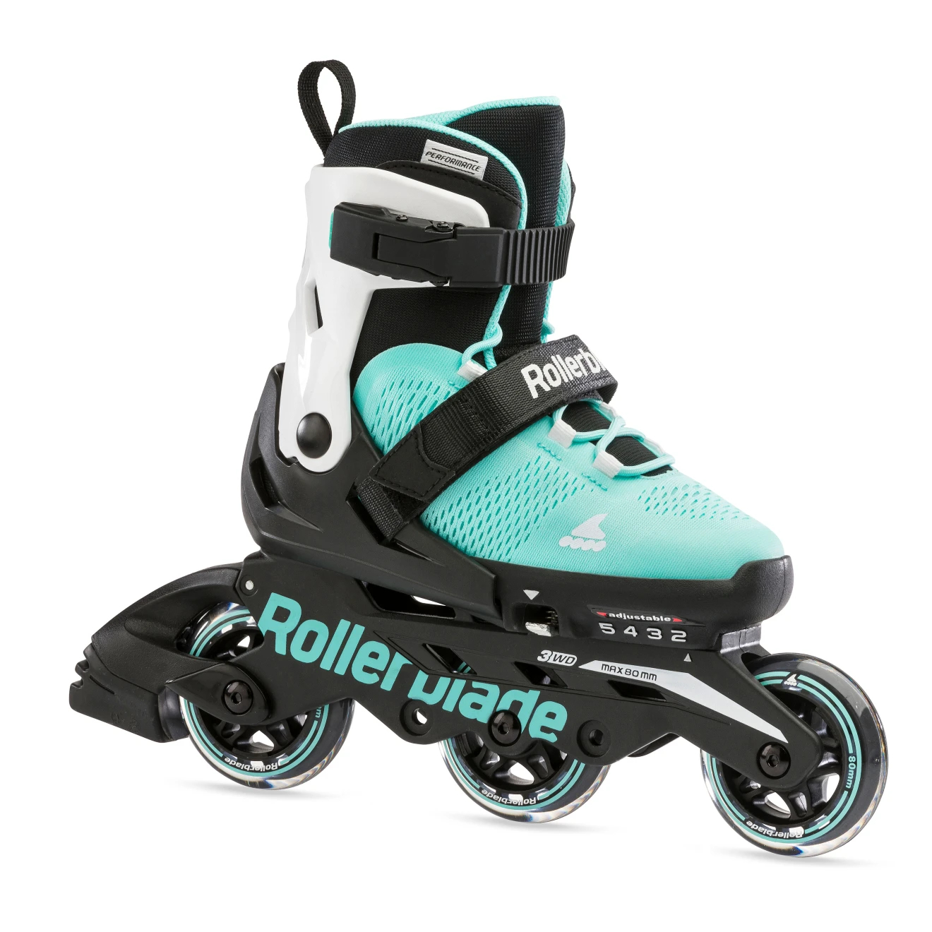 Role pentru copii MICROBLADE 3WD 072217002V6 | Mărimi 28-32, reglabile | Culoare: AQUA/WHITE