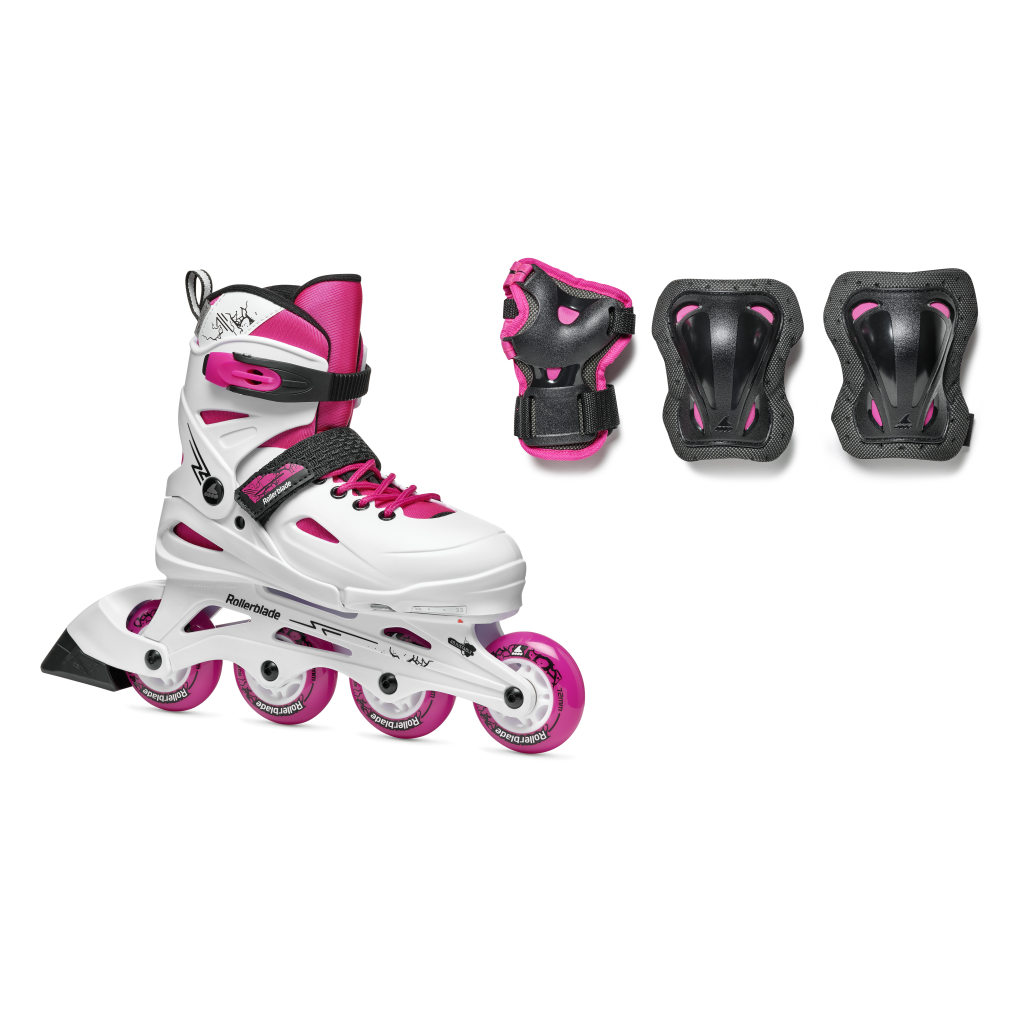 Role Rollerblade 07373600T1C FURY COMBO BIANCOROSSO Dimensiune 36,5-40,5 – copii, roti 4x72mm, duritate 80A, rulmenti SG3, protectie inclusa