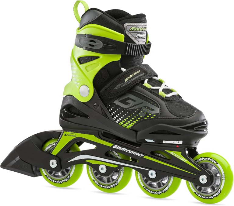 Role Rollerblade 0T101000T83 PHOENIX NERO/VERDE Dimensiune 29-33 – copii, roti 4x72mm, duritate 80A, rulmenti SG3, culisanti