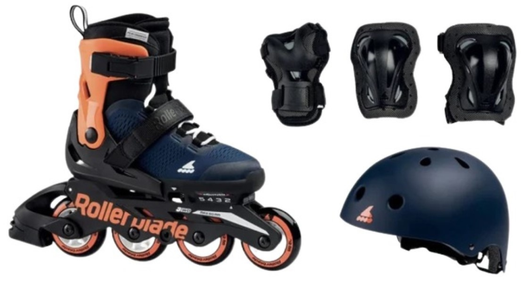 Role Rollerblade 07221500174 MICROBLADE CUBE BLU NOTTE/ARAN Dimensiune 33-36 – copii, roti 4x72mm, duritate 80A, rulmenti SG3, culisanti