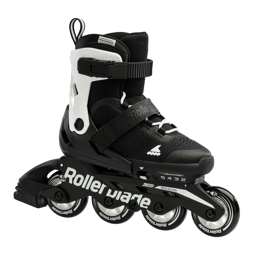 Role Rollerblade 07221900787 MICROBLADE NERO/BIANCO Marimea 28-32 – copii, roti 4x72mm, duritate 80A, rulmenti SG3, culisanti