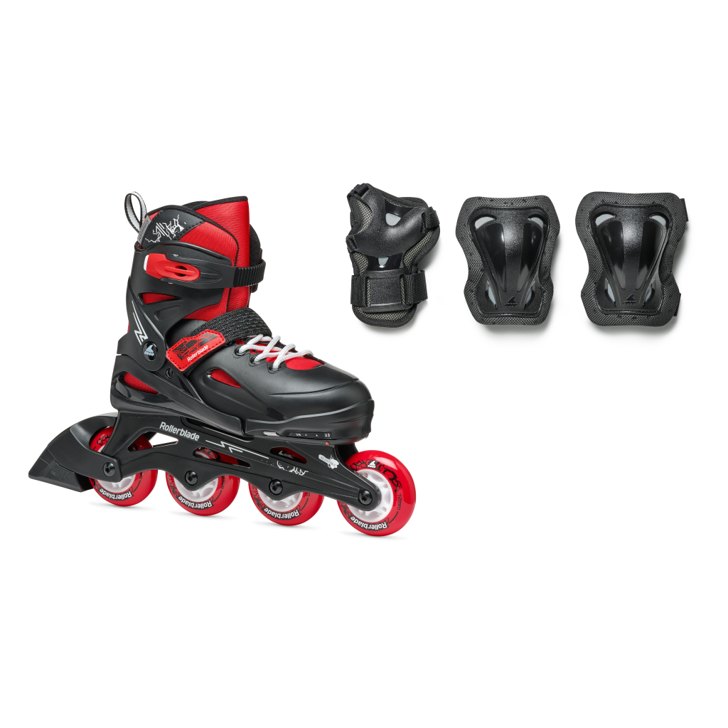 Role Rollerblade 07373600741 FURY COMBO NEROROSSO Marime 29-33 – copii, roti 4x72mm, duritate 80A, rulmenti SG3, protectie inclusa