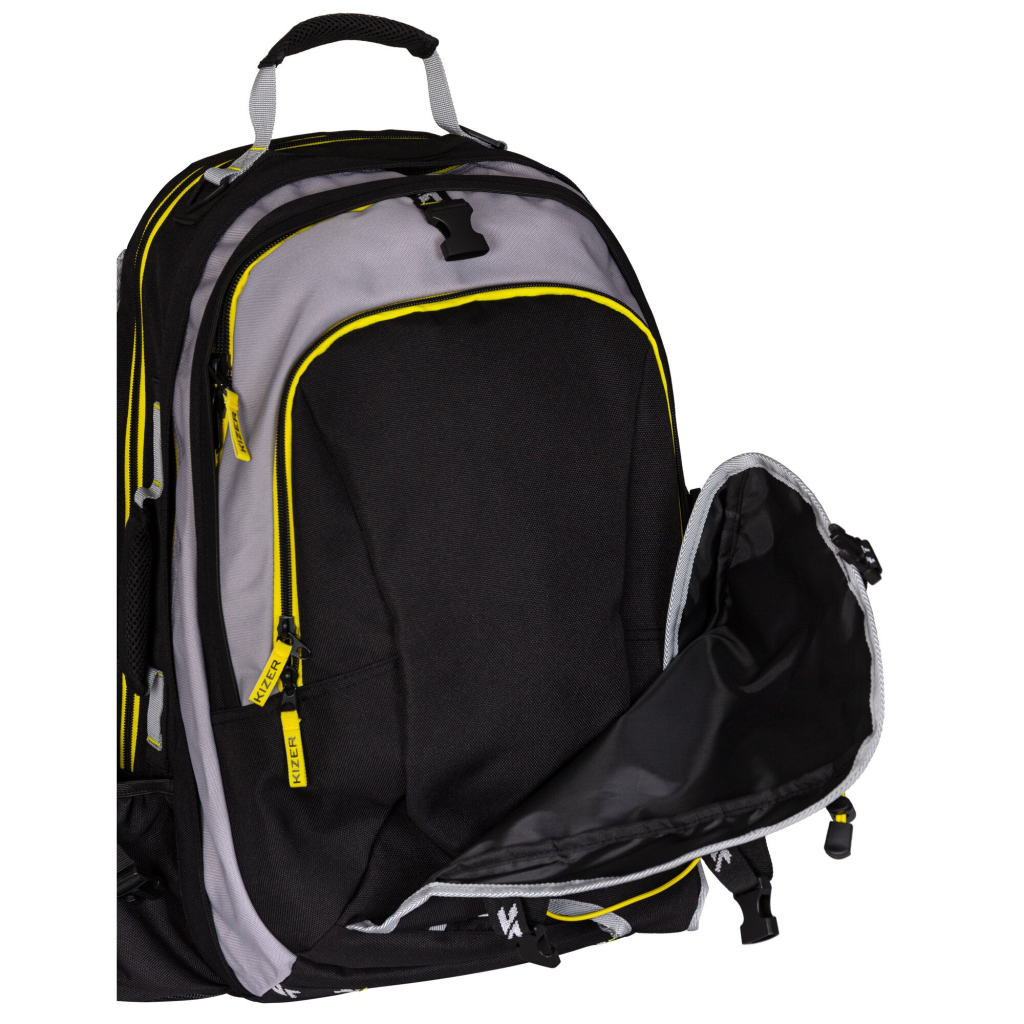 Rucsac pentru role, Kizer, 800956, 58x38x23cm, 50L+, poliester și nailon rezistent, negru/gri/galben - imagine 3