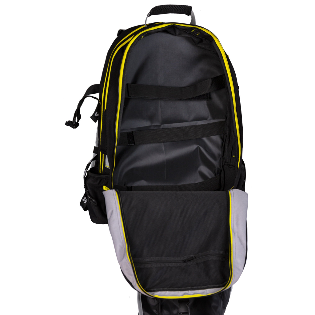 Rucsac pentru role, Kizer, 800956, 58x38x23cm, 50L+, poliester și nailon rezistent, negru/gri/galben - imagine 6