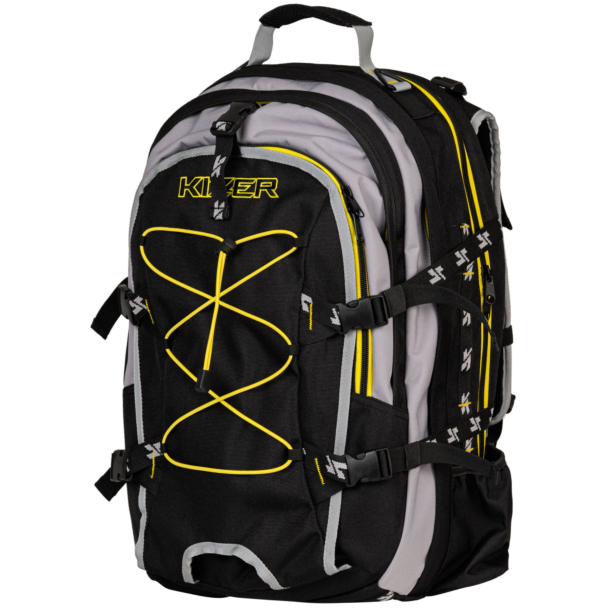 Rucsac pentru role, Kizer, 800956, 58x38x23cm, 50L+, poliester și nailon rezistent, negru/gri/galben