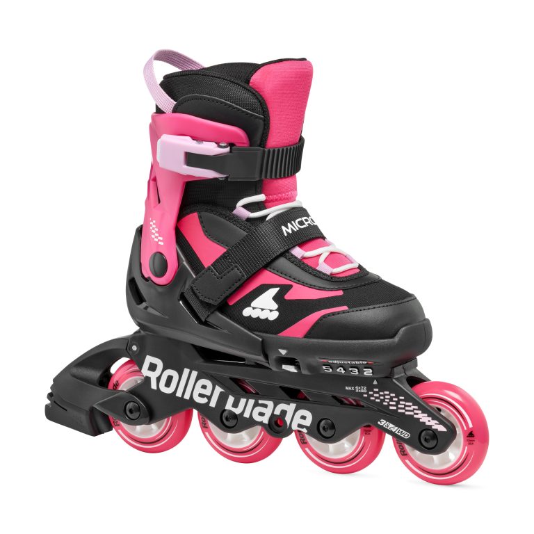 Role Rollerblade 86B0751530NJ02 MICROBLADE NERO/ROSA Dimensiunea 28-32 – copii, roti 4x72mm, duritate 80A, rulmenti SG3, culisanti