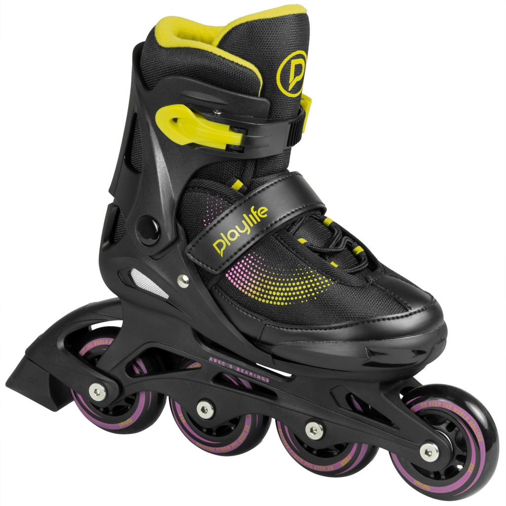 Role pentru fitness, Playlife, Joker Yellow Glow Combo 880326, 28-31 roți 82A, cadru PP, liner EVA, mărime ajustabilă - imagine 2