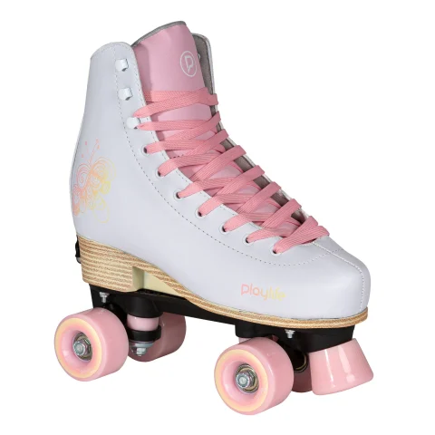 Patine cu role, Playlife, Classic Pale Rose 880329, 31-34 ajustabile pe 4 mărimi, roți 54mm 80A, căptușeală textilă, roz