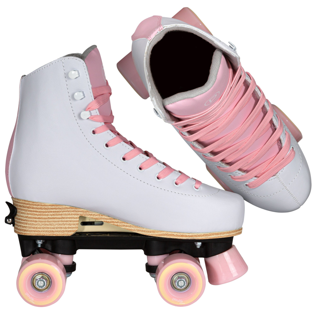 Patine cu role, Playlife, Classic Pale Rose 880329, 31-34 ajustabile pe 4 mărimi, roți 54mm 80A, căptușeală textilă, roz - imagine 7