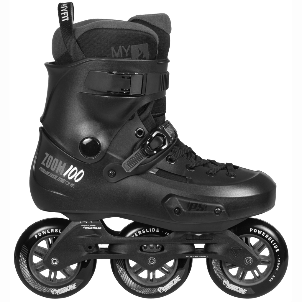 Patine cu role inline, Powerslide, Zoom Pro 100 902410, 43-44 hardboot urban, roți 3x100mm, cadru aluminiu ADC10, liner MYFIT Basic dual fit, roți 85A