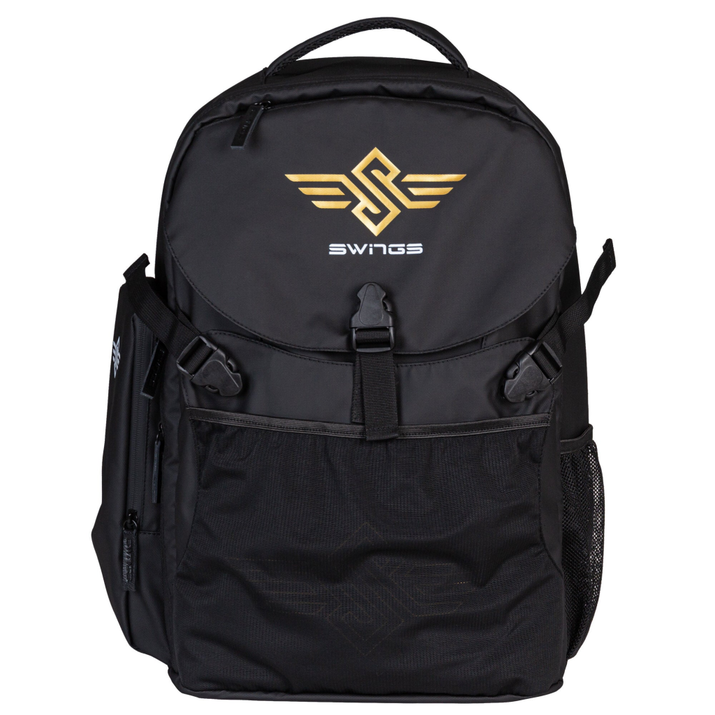 Rucsac sport, Swings, 910935, 27L, poliester și plasă, negru/auriu, compartiment role, ventilație